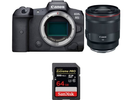 Kit Cámara CANON EOS R5 RF 50mm f/1.2L USM + SanDisk 64 GB (Full-Frame)