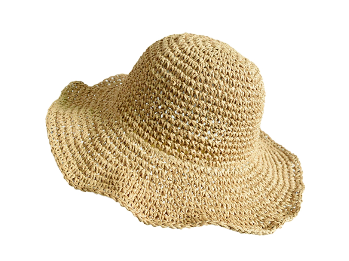 Sombrero de sol para mujer, sombrero de playa de ala ancha de verano, sombrero de paja plegable para viajes