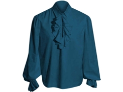 Camisa De Pirata Medieval Para Hombre, Manga Larga, Blusa Estilo Steampunk Renacentista, Camisa Blanca, Xxl
