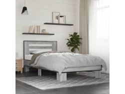 Estructura Cama Madera Ingeniería Metal Gris Sonoma 100x200 Cm