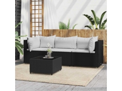 Conjunto de muebles de jardín con cojines de mimbre negros, Dkd Home Decor