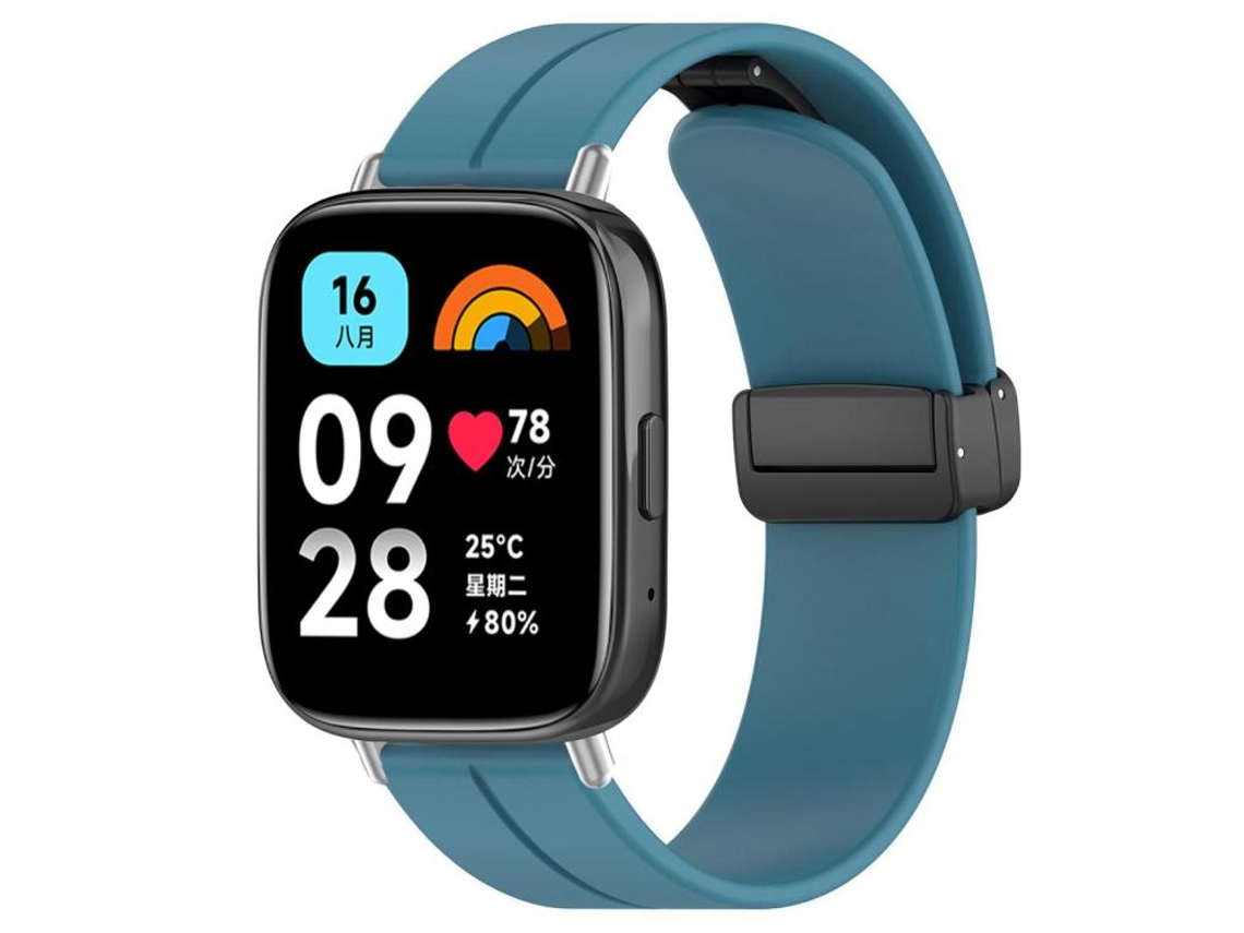 Bracelete Para Redmi Watch 3 Active / Lite - Silicone - Cabeça Chata - Fivela Preta Azul-rocha