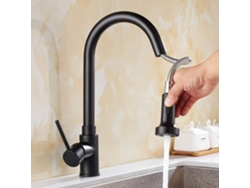 Robinet De Cuisine Noir Extraíble Convertible 2 Voies Sortie D'eau Mitigeur Rotatif