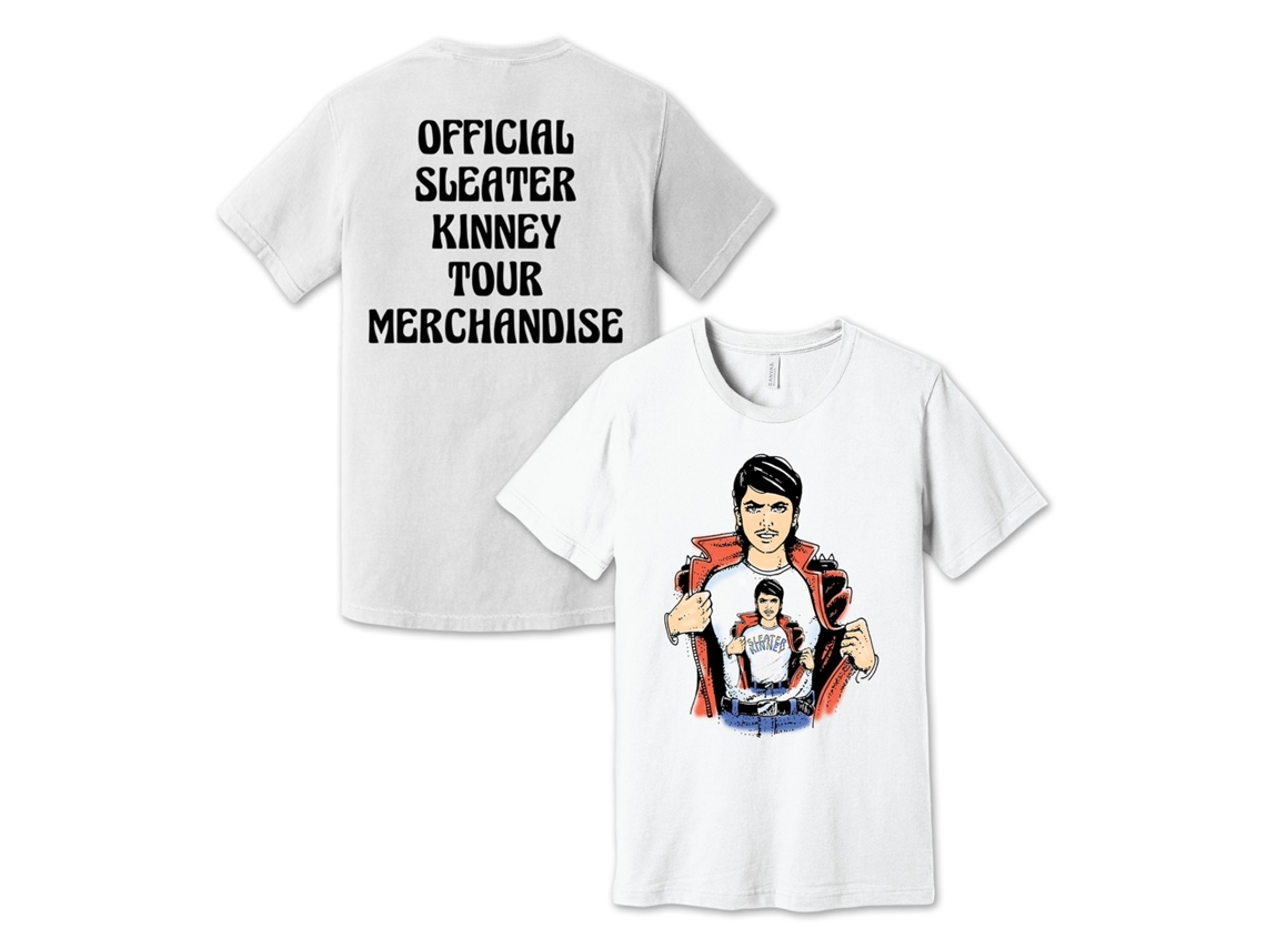 Sleater-kinney Macho white T-shirt Rockinstone Unisex Adults Best Sellers Size:l