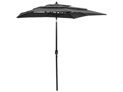 Parasol de 3 Camadas con Poste de Aluminio 2 x 2 m Antracite
