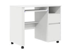 Escritorio | Escritorio secreter con ruedas, blanco, 91 x 50 x 77 cm, madera tratada.