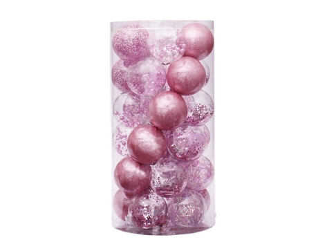 Adornos de bolas de Navidad de plástico transparente inastillables Juego de bolas de Navidad decorativas con adornos delicados rellenos (24 (rosa)