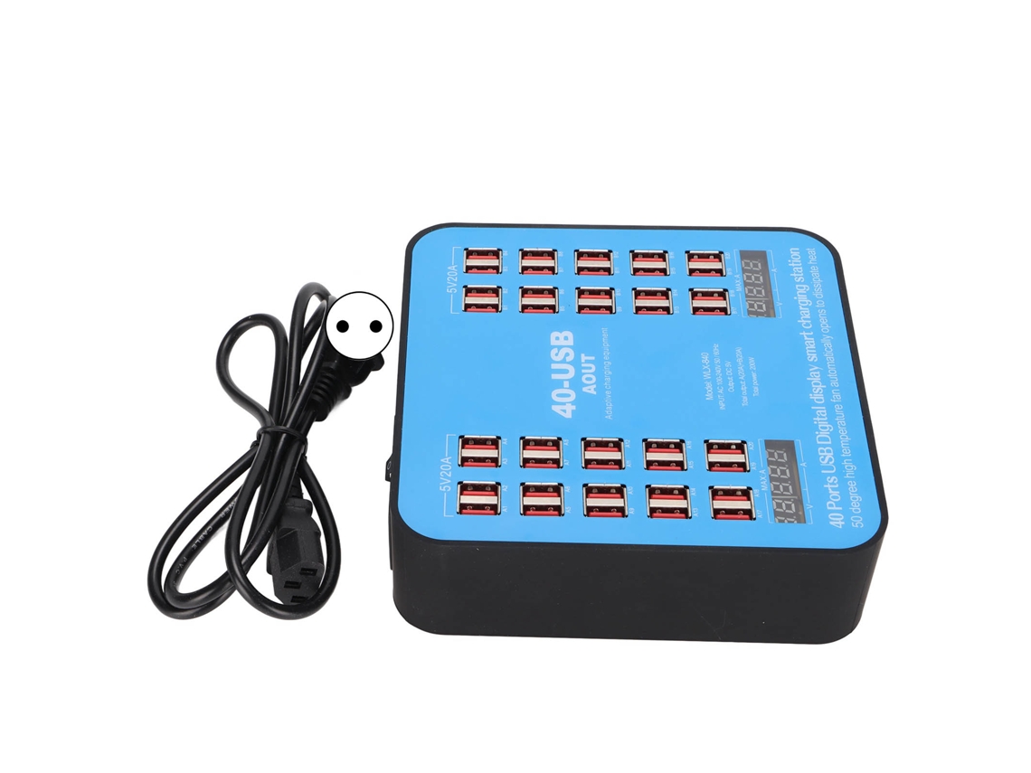 Estación De Carga Usb Multipuerto Wlx-840 De 40 Puertos Y 200 W Para Teléfonos Móviles Y Tabletas Con Enchufe Europeo De 100-240 V.