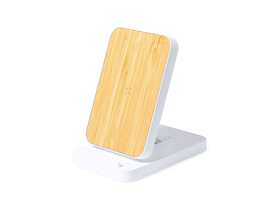 Cargador Nature Bambú Inalámbrico 15w. Carga Rápida .plegable