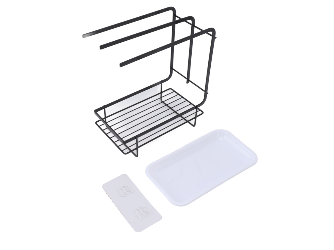 Soporte Para Esponjas Con Bandeja De Drenaje, Secado Rápido, Acero Inoxidable, Cocina, Baño, Negro.