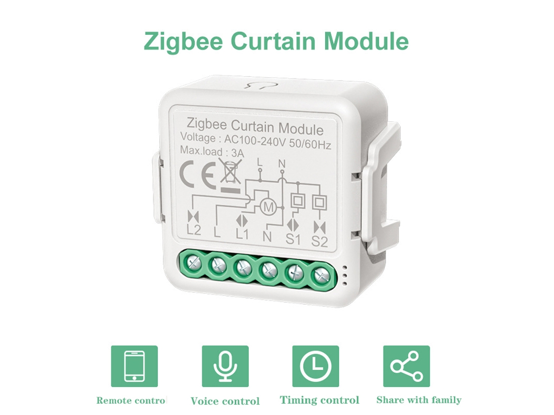 Módulo De Interruptor De Cortina Inteligente Tuya Zigbee Con Control Por Voz Alexa Home Y Aplicación Compatible Con Gateway.