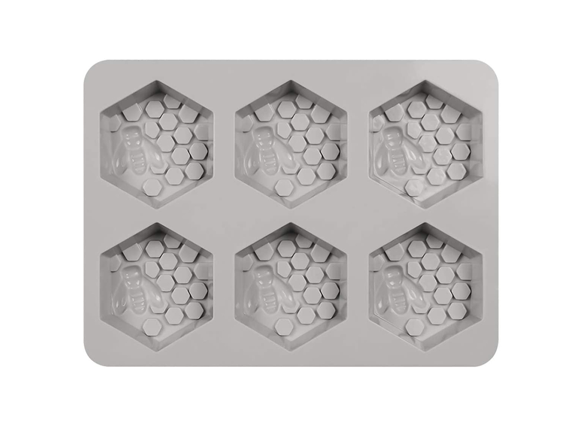 Molde de jabón en forma de abeja JEIIBRZUI con 6 cavidades de color gris
