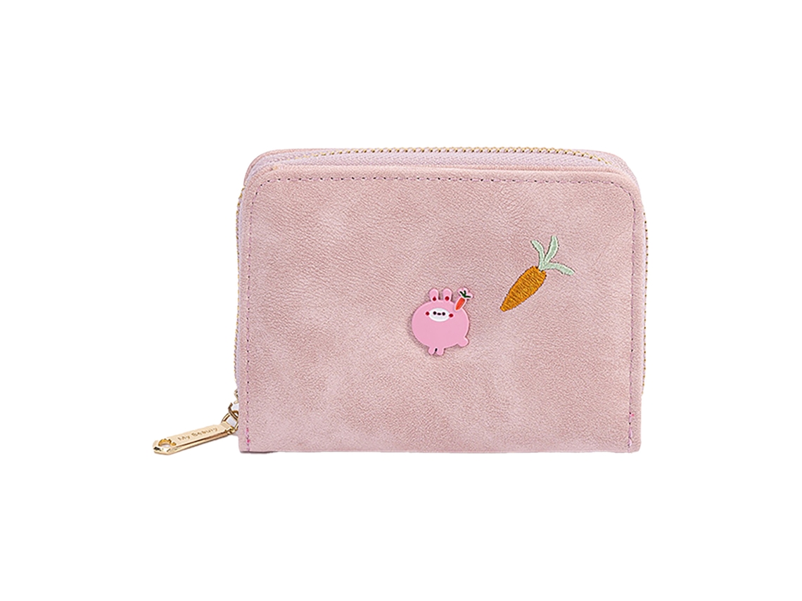 Cartera para mujer, tarjetero multifuncional, bonito monedero de piel sintética, tarjetero pequeño para niñas, color rosa