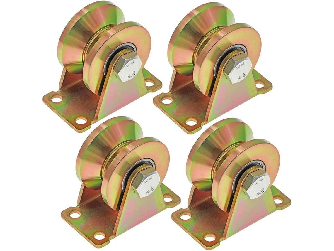 Roda De Ranhura V De Aço Galvanizado 50mm, Para Portões Deslizantes, Capacidade De Carga 300kg Por Roda