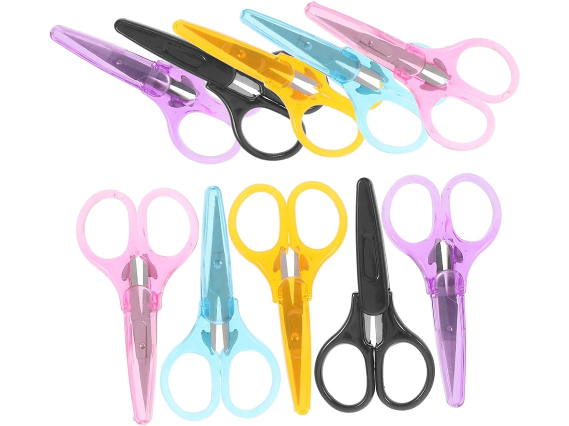 Juego De 10 Tijeras Para Manualidades, Tijeras Prácticas Para Scrapbooking Con Bordes De Corte Seguros.