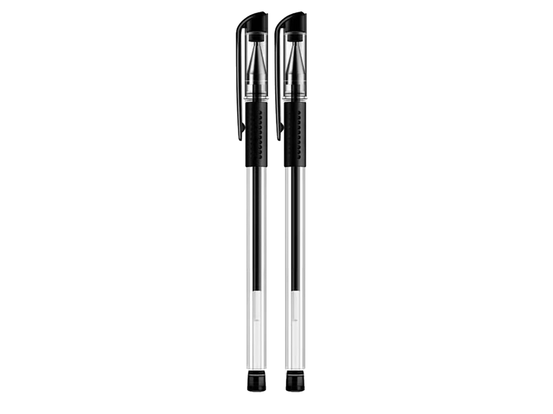 2 Bolígrafos Negros De Punta Fina De 0,5 Mm Para Escribir En La Escuela Y La Oficina. Material Plástico.