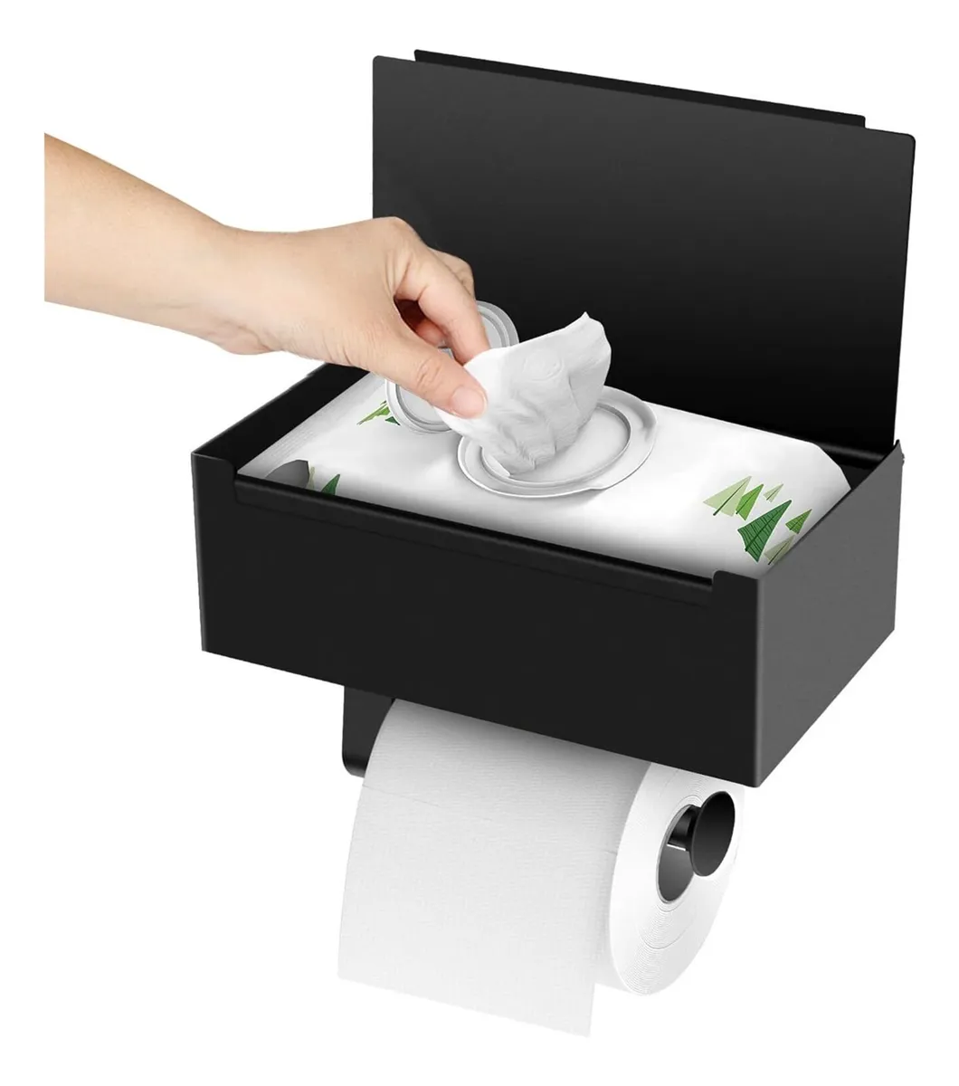 Portarrollos de papel higiénico con estante y espacio de almacenamientovayotoy