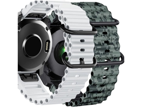 Correa Ocean Waves para Garmin Fenix 7 Pro Solar Camuflaje Blanco y Verde Pack 2X VEANXIN