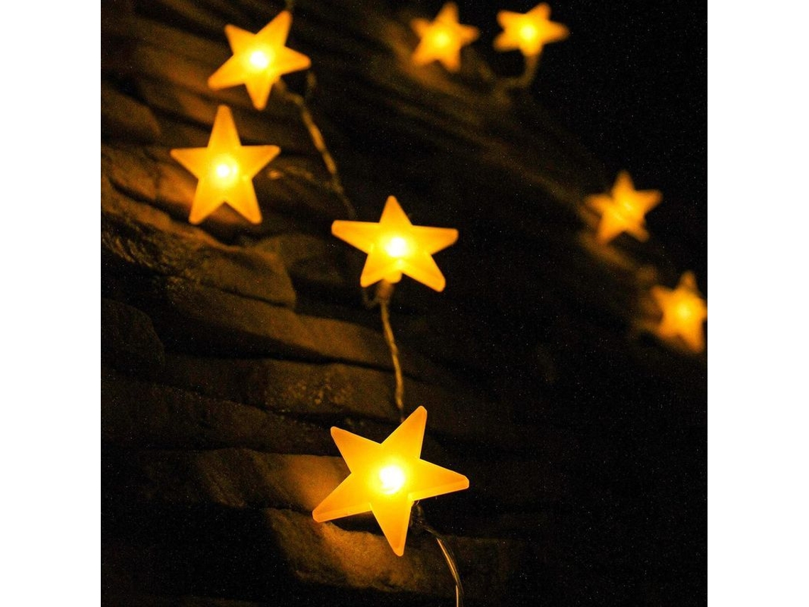 Luces De Cadena De Estrellas 40 Led Con Batería, Blanco Cálido, Impermeable, 6 Metros, Interior Y Exterior