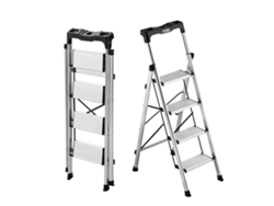 Escalera plegable de aluminio de 4 peldaños con VEVOR, peldaños anchos antideslizantes y asa, capacidad de 150 kg