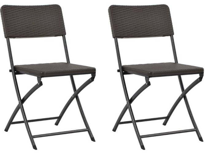 Conjunto 2 Sillas de Jardín Plegable VIDAXL Pead y Acero Marrón | Worten.es
