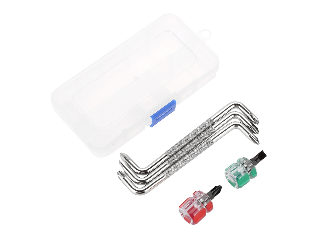 Juego de mini tornillos magnéticos con estuche para herramientas manuales en espacios reducidos
