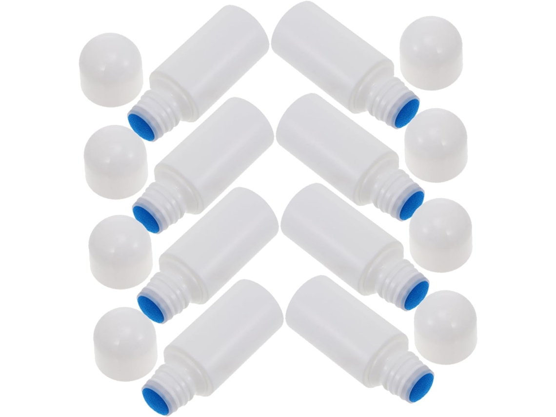 Conjunto De 8 Frascos Compactos Multiuso Brancos De 50ml Com Esponja, Ideais Para Viagens, Esportes E Mochilas.