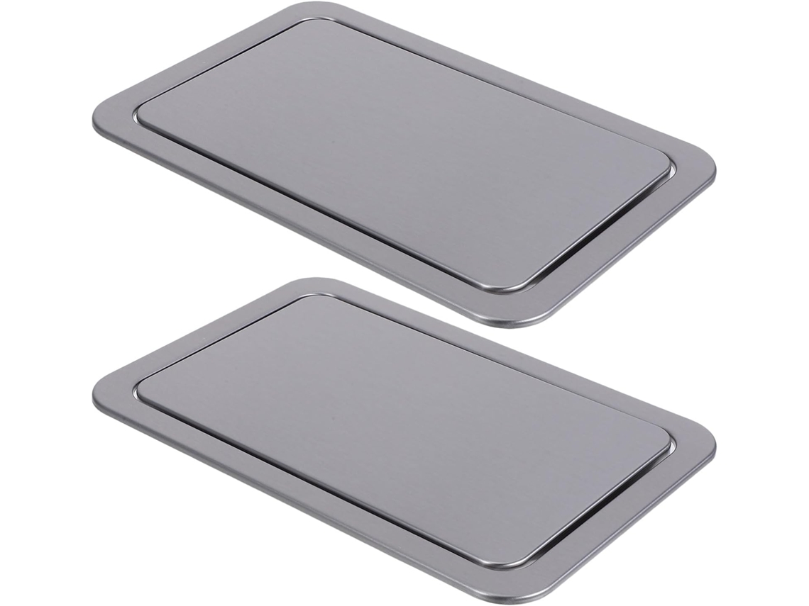Juego De 2 Tapas Rectangulares Empotrables De Acero Inoxidable Para Cubo De Basura Con Tapa Abatible.