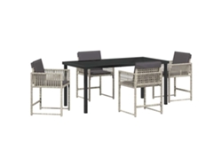 Conjunto de comedor de jardín Vidaxl de 5 piezas en ratán gris claro