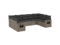 Maison Exclusive - Set De Muebles De Jardín 9 Pzas Y Cojines Ratán Sintético Gris