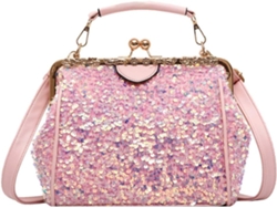 Bolsa De Ombro Com Lantejoulas, Bolsa Multifuncional Com Amplo Espaço Interno.