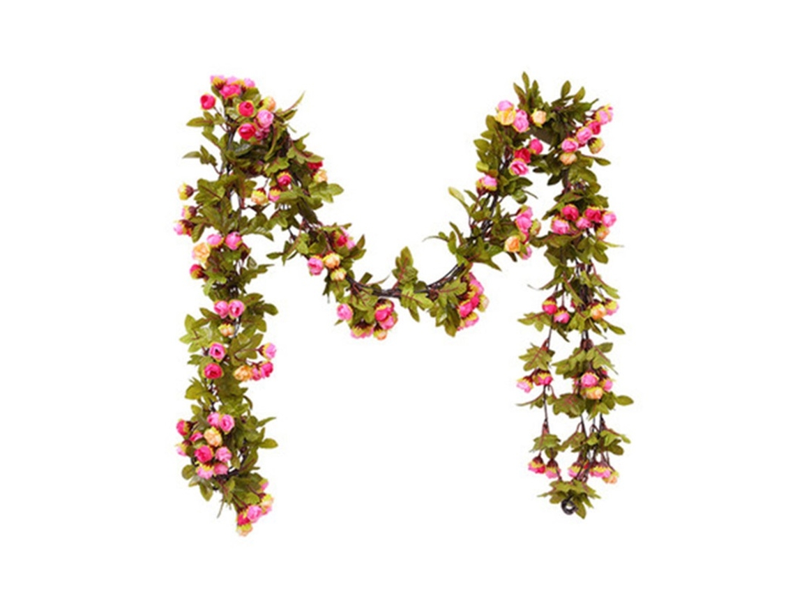 Guirnalda de rosas artificiales rosadas para decoración de techo