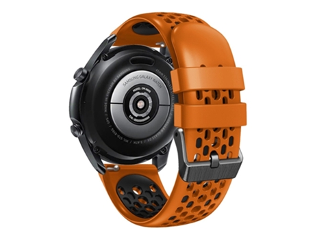 Correa de Silicona 22mm dos colores con cinco filas de orificios para Samsung Galaxy Watch 3 45mm/Huawei Watch GT3 Pro 46mm - naranja/negro
