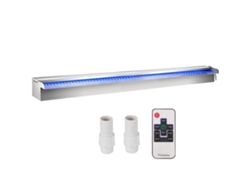 VEVOR Aliviadero de cascada para piscina LED de colores en acero inoxidable 120x11,5x8 cm