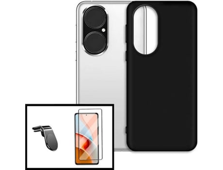 Kit Carcasa, Protector Cristal 5D Y Soporte Huawei P50 Phonecare Silicona Liquida L Safe Driving