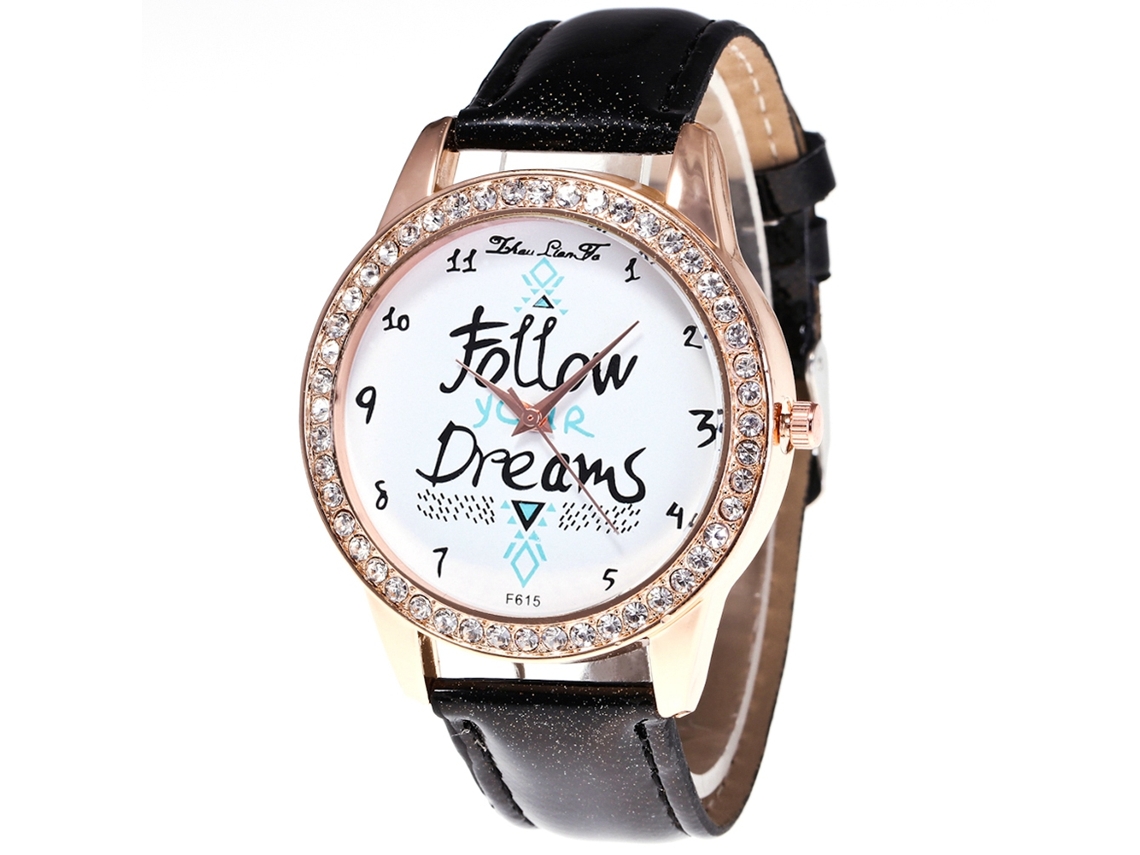 Reloj De Pulsera De Cuarzo Para Mujer Zhoulianfa Con Decoración De Piedras Brillantes (negro)