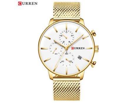 Relojes para hombre Reloj de pulsera analógico de cuarzo con fecha para hombre Reloj de pulsera resistente al agua - Carcasa doradablanco LUUCOZK