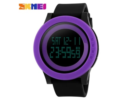 Reloj deportivo LED electrónico digital reloj impermeable al aire libre relojes para mujeres hombres-círculo púrpura cinturón negro LUUCOZK