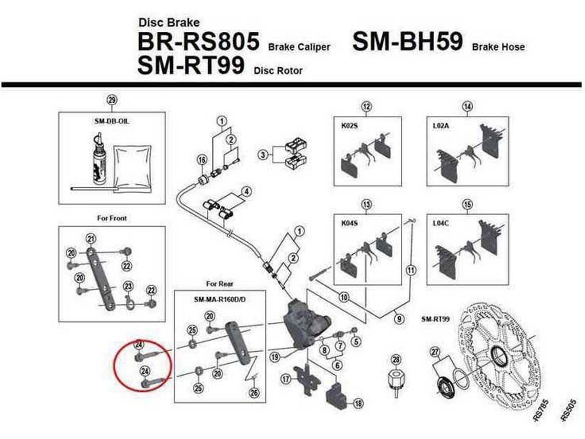 Reparador de Bicicletas SHIMANO Rs505 C Caliper Fixing Bolt