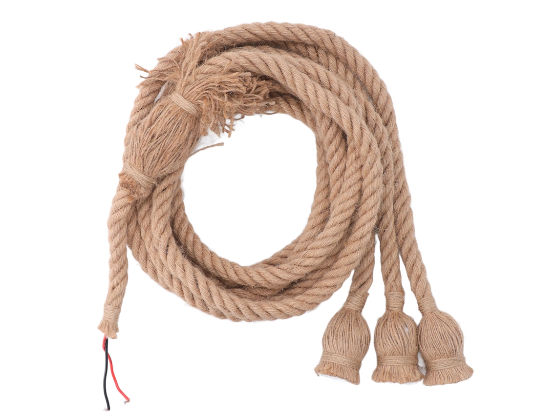 Lámpara colgante de cuerda de caña vintage 2026 con 3 cabezales, cable de 2 metros, enchufe E26/E27 para casas de campo, restaurantes, bares, 100-240 V.