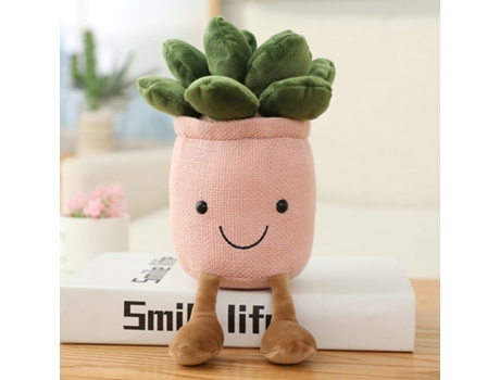 Muñeca de Decoración de Estantería Suave Rellena de Felpa de Plantas Rosa Suculenta