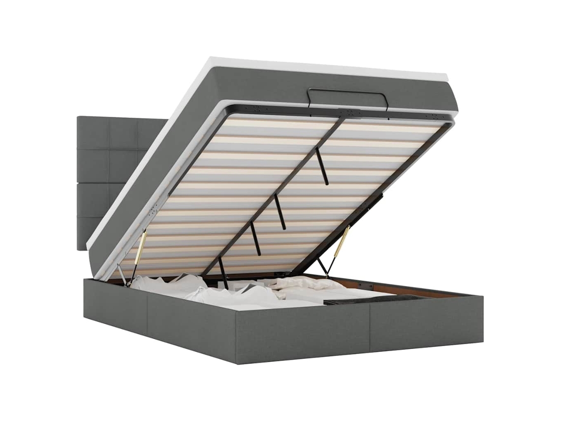 Maison Exclusive - Estructura Cama Otomana Colchón Tela Gris Oscuro 140x190cm
