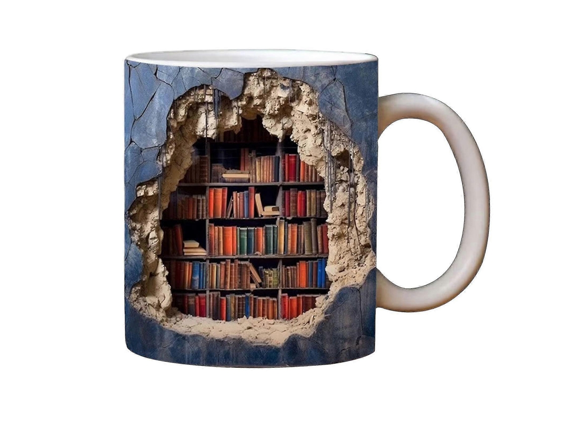 Taza de estantería 3D, ideal para cumpleaños y Navidad, de cerámica, Hengjian