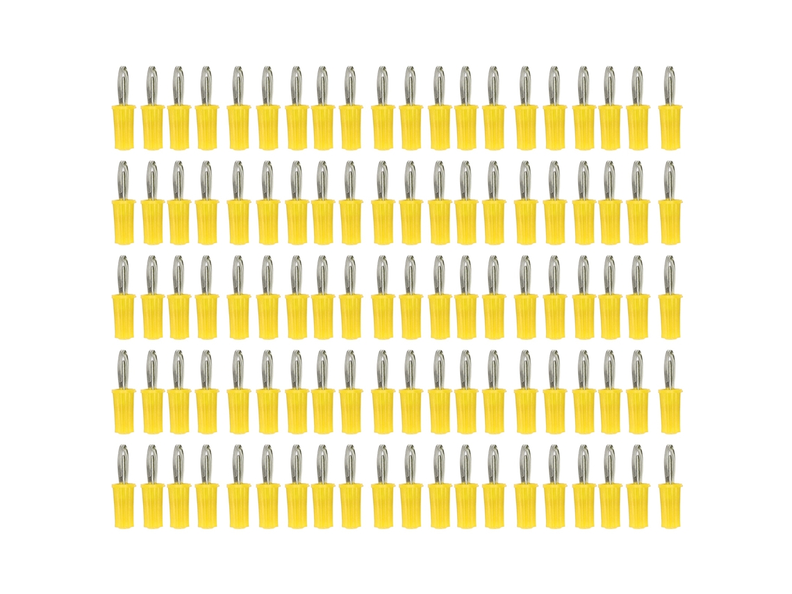 100 Unidades De Conectores Banana De 4 Mm, Material Abs, Latón Galvanizado Con Níquel, Herramientas De Conexión Eléctrica, Color Amarillo.