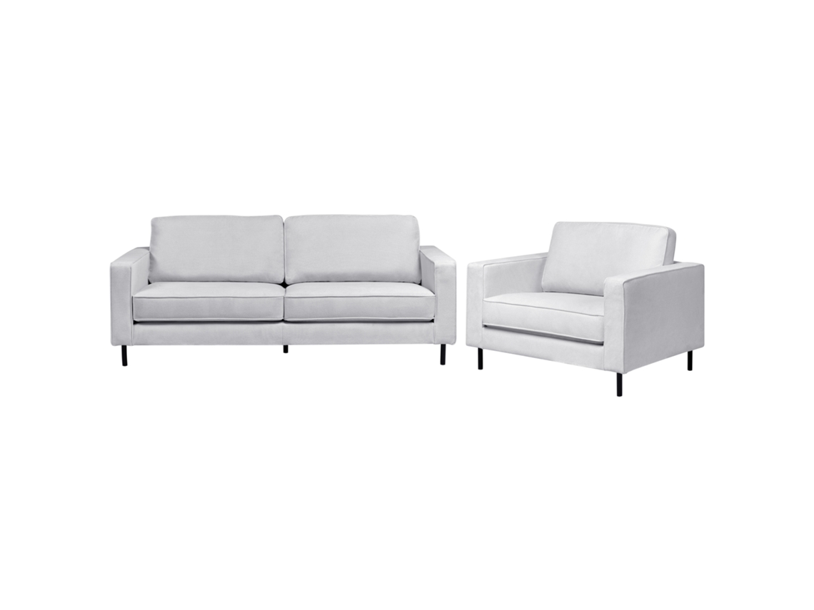 Conjunto De Sala De Estilo Minimalista Beliani Savalen De Poliéster Gris 204x91x87