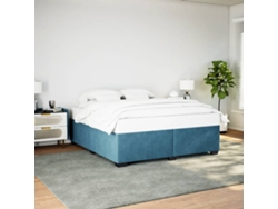 Estructura De Cama Sin Colchón Terciopelo Azul 200x200 Cm