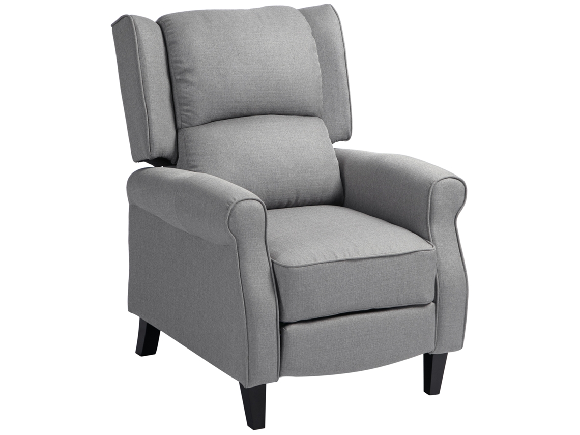 Sillón Reclinable De Lino Sintético, Capacidad De 150 Kg, Color Gris.