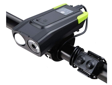 Faro de bicicleta 2 en 1, luz de bicicleta resistente al agua con altavoz de bocina, interruptor táctil, recargable por USB, pantalla de alimentaci...