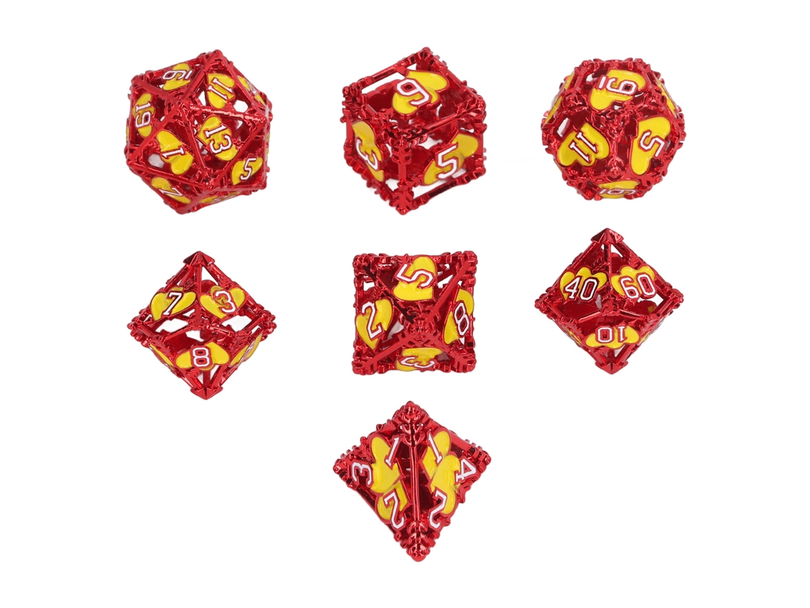 Ats-7pcs Dados Metálicos Huecos Poliédricos Portátiles Ligeros Grabados Para Enseñanza De Matsemáticas