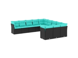 Maison Exclusive - Conjunto De Sofá De Jardín De 11 Piezas Con Cojines, De Poliratán Negro